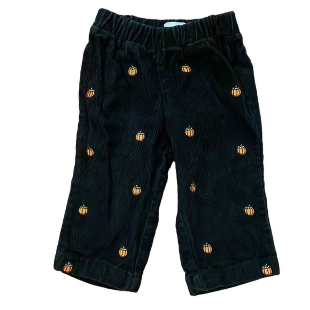 Mud Pie Black Corduroy Pants Baby Size 0-6 Month Pumpkins Halloween Fall